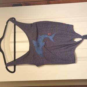 Foxy Blue Tank Top with Blue Shark Graphic